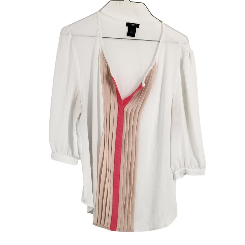 Ann Taylor Semi-Sheer 3/4 Sleeve Top - Women's Petite Large